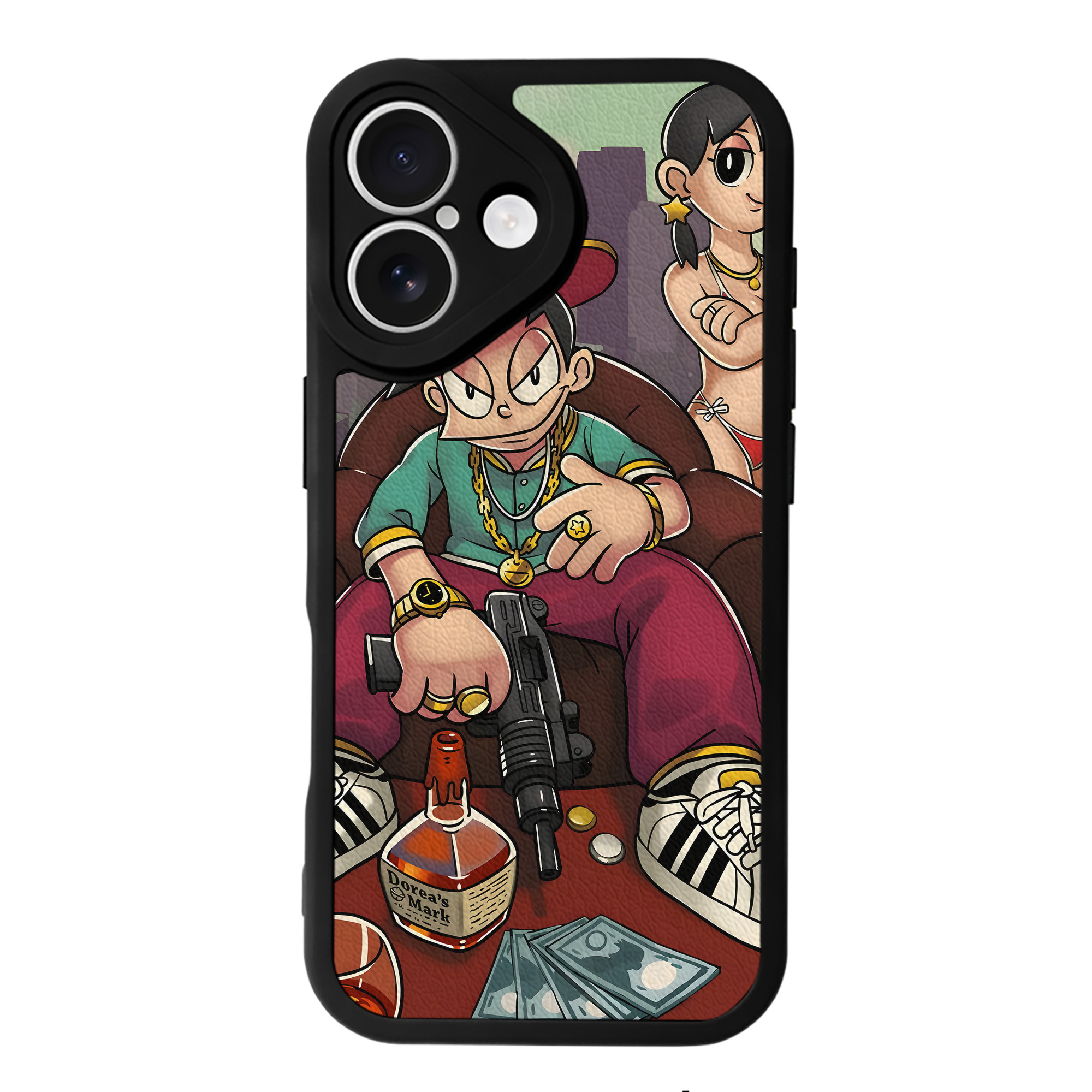 （画像用） ドラえもん Doraemon 【iPhone 16シリーズ対応】シリコンスマホケース（レザー調） 材質：シリコン
